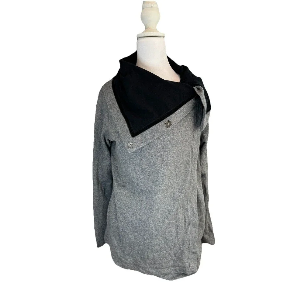 Lululemon Jacket Size 4 Gray Savasana Wrap Drape Snap Closure Yoga Cowl Neck